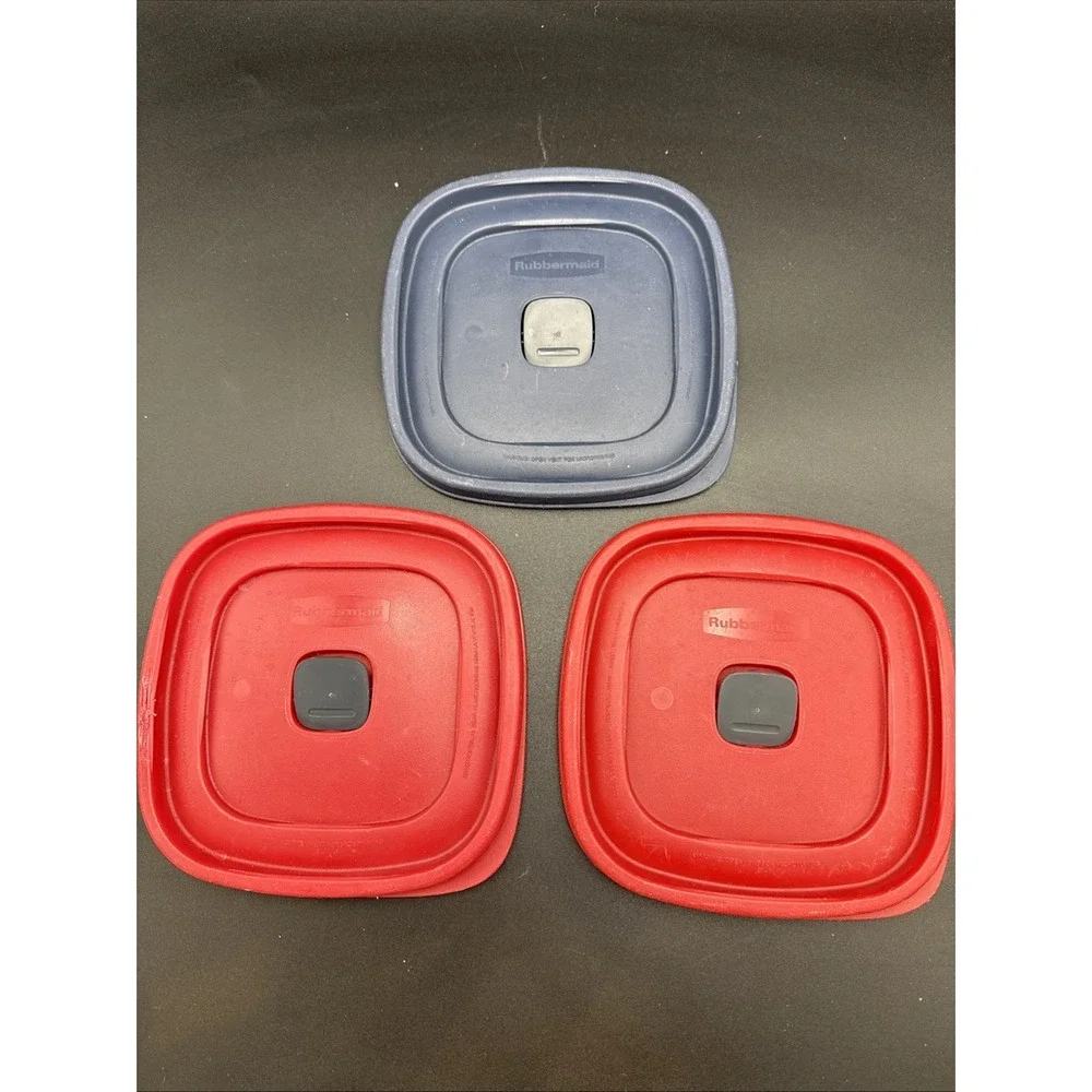 3 Rubbermaid Easy Find Vented Replacement Red Lids ONLY 6.5